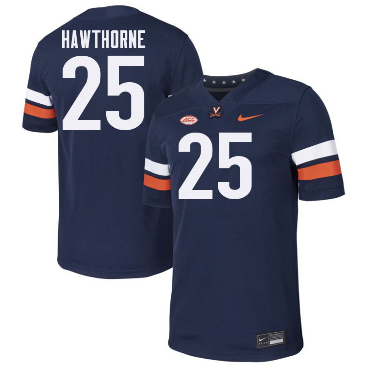 Virginia Cavaliers #25 Donte Hawthorne College Football Jerseys Stitched-Navy